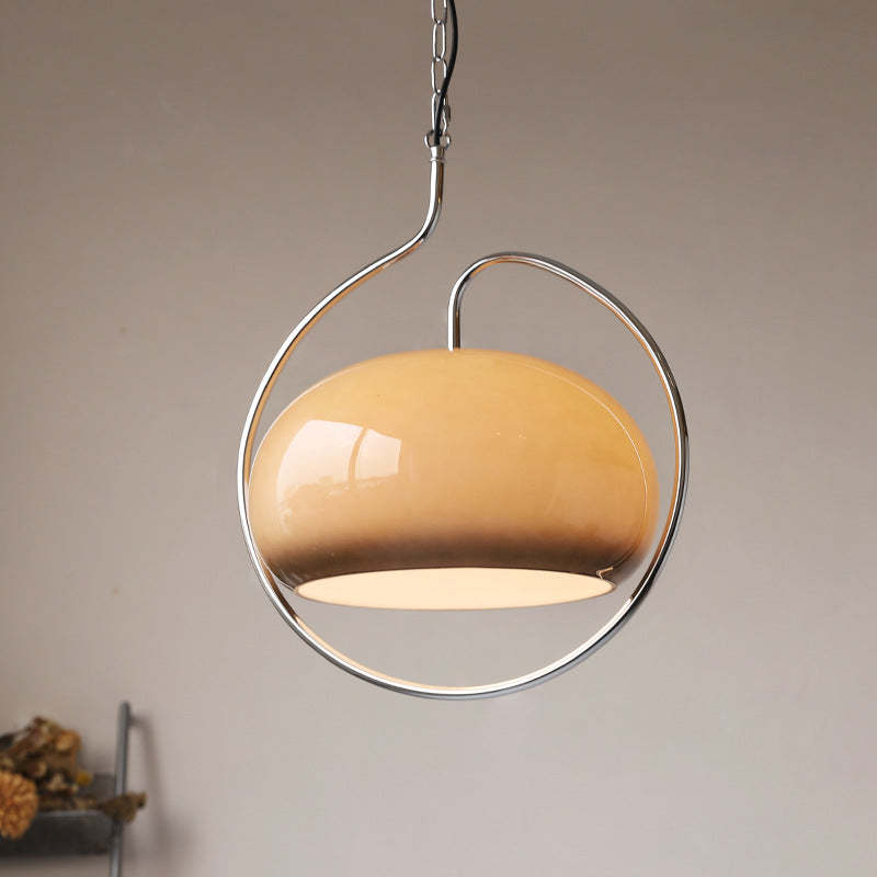 Hailie Retro Glass Pendant Light, Brown/White - Lumpaz