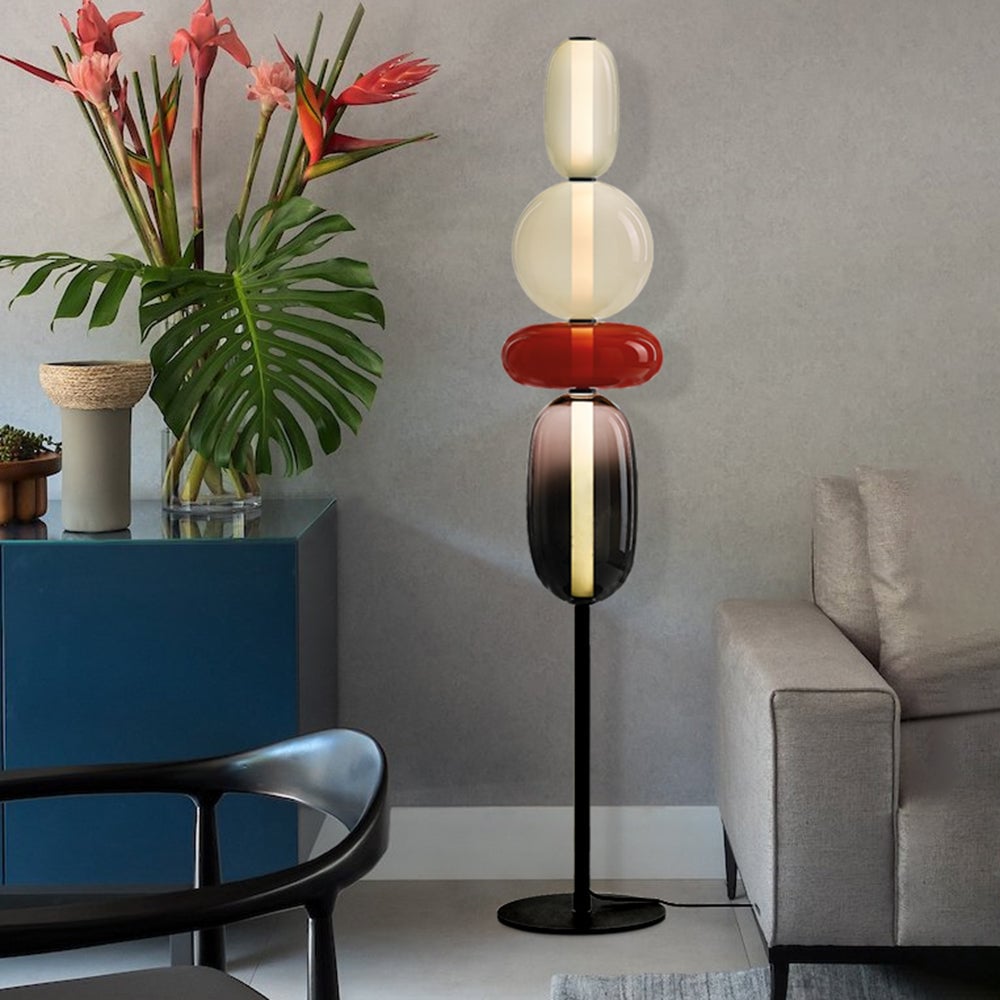 Morandi Modern Creative Man Metal/Glass Floor lamp, White/Black/Red - Lumpaz