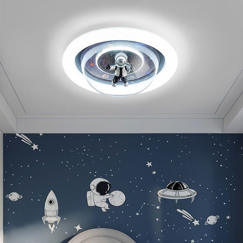 Fateh Flush Mount Ceiling Light Astronaut Modern, Metal/Acrylic, Pink/Blue, Bedroom - Lumpaz