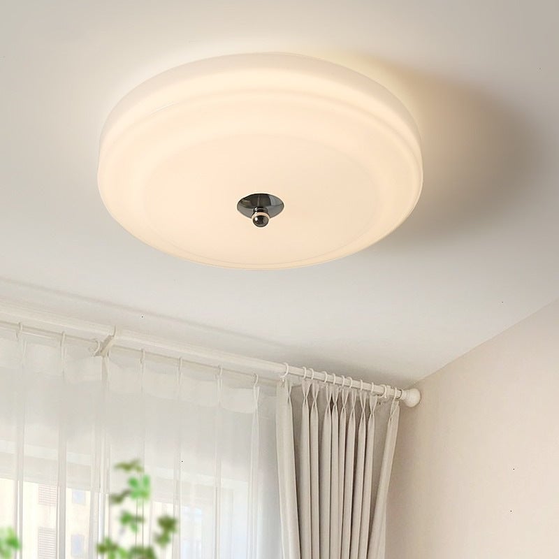 Hailie Design Circle LED Ceiling Light Metal/Glass White Bedroom/Living Room - Lumpaz