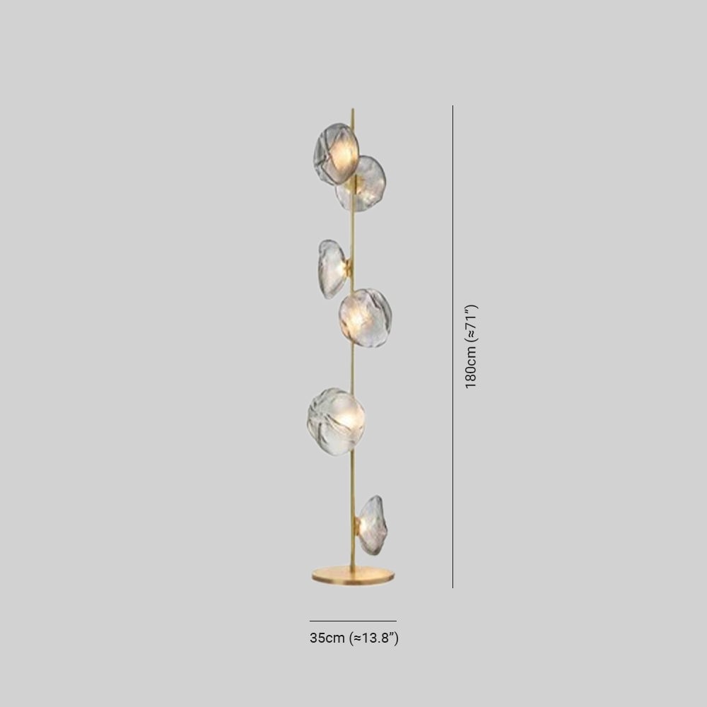 Byers Luxury Flower Metal/Glass Floor Lamp, Black/Gold/Gray - Lumpaz