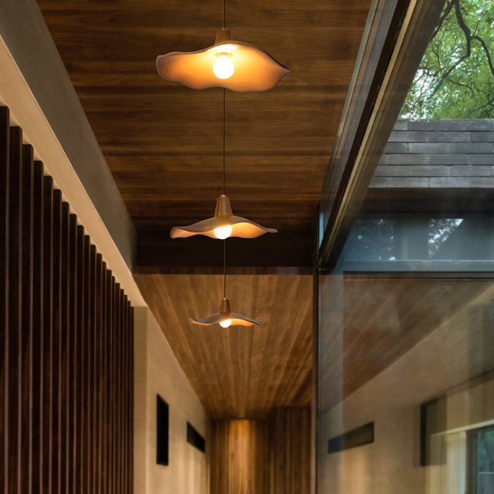 Carins Pendant Light Wave Retro, Mahogany/Resin, Dining Room - Lumpaz