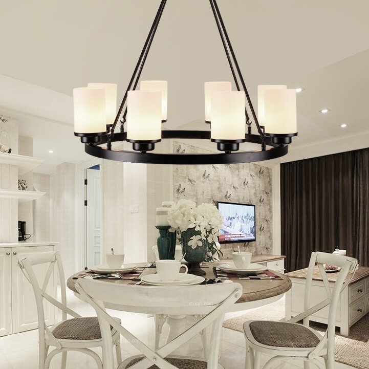 Alessio Retro Black Metal/Glass Chandelier for Living Room - Lumpaz