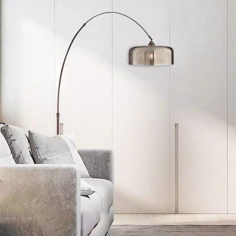 Salgado Modern Arch Cylinder Metal Floor Lamp, Black - Lumpaz