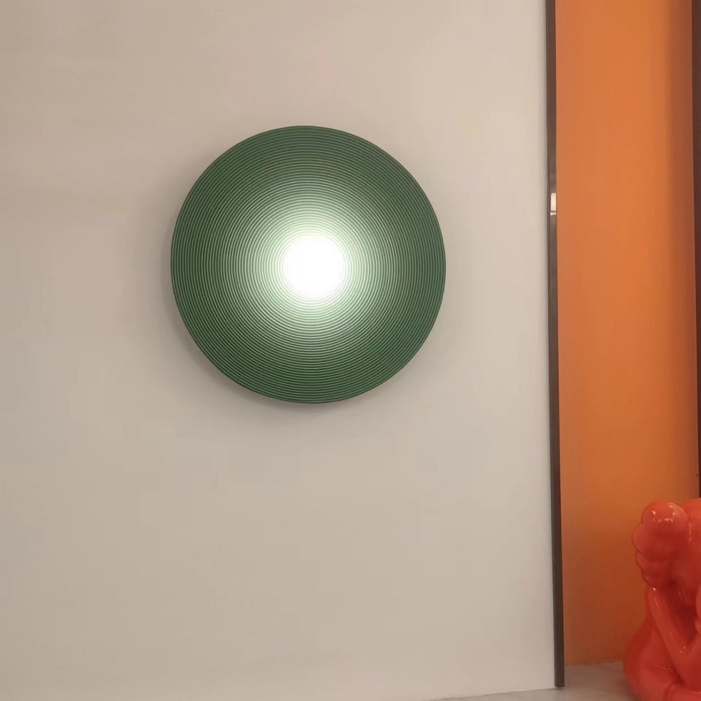 Elif Modern Round Indoor Wall Lamp Wood/White/Green Bedroom Living Room - Lumpaz