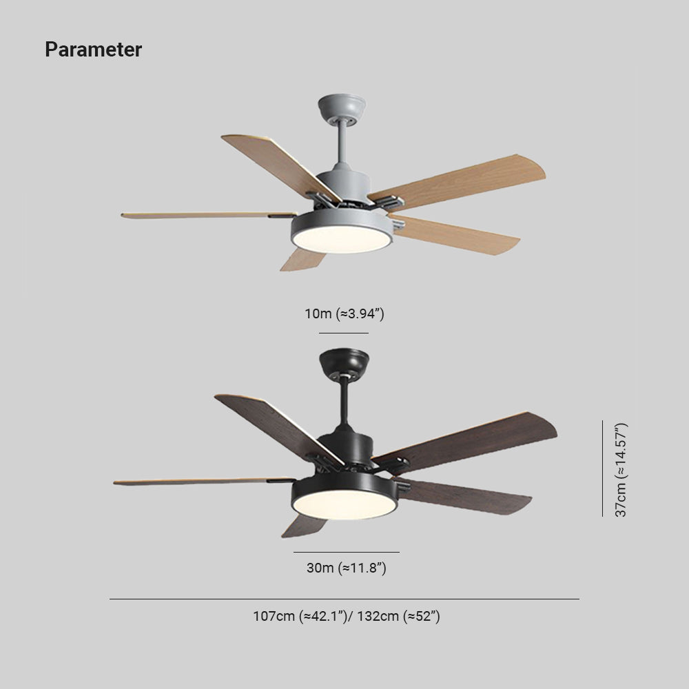 Morandi 5-Blade Ceiling Fan with Light, 4 Color - Lumpaz