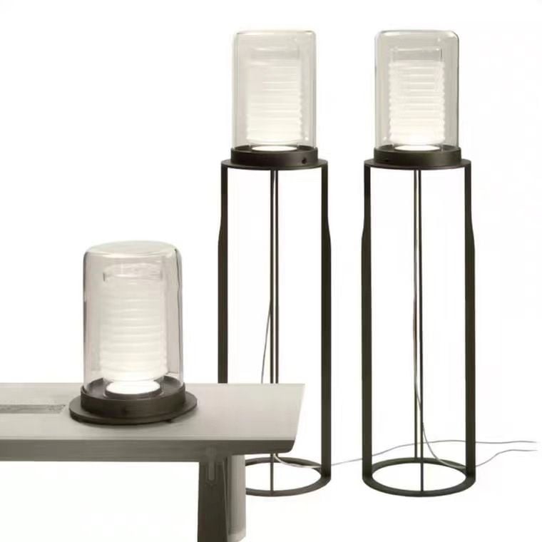 Eryn Simple Black Cylinder Floor Lamp, Metal & Glass - Lumpaz