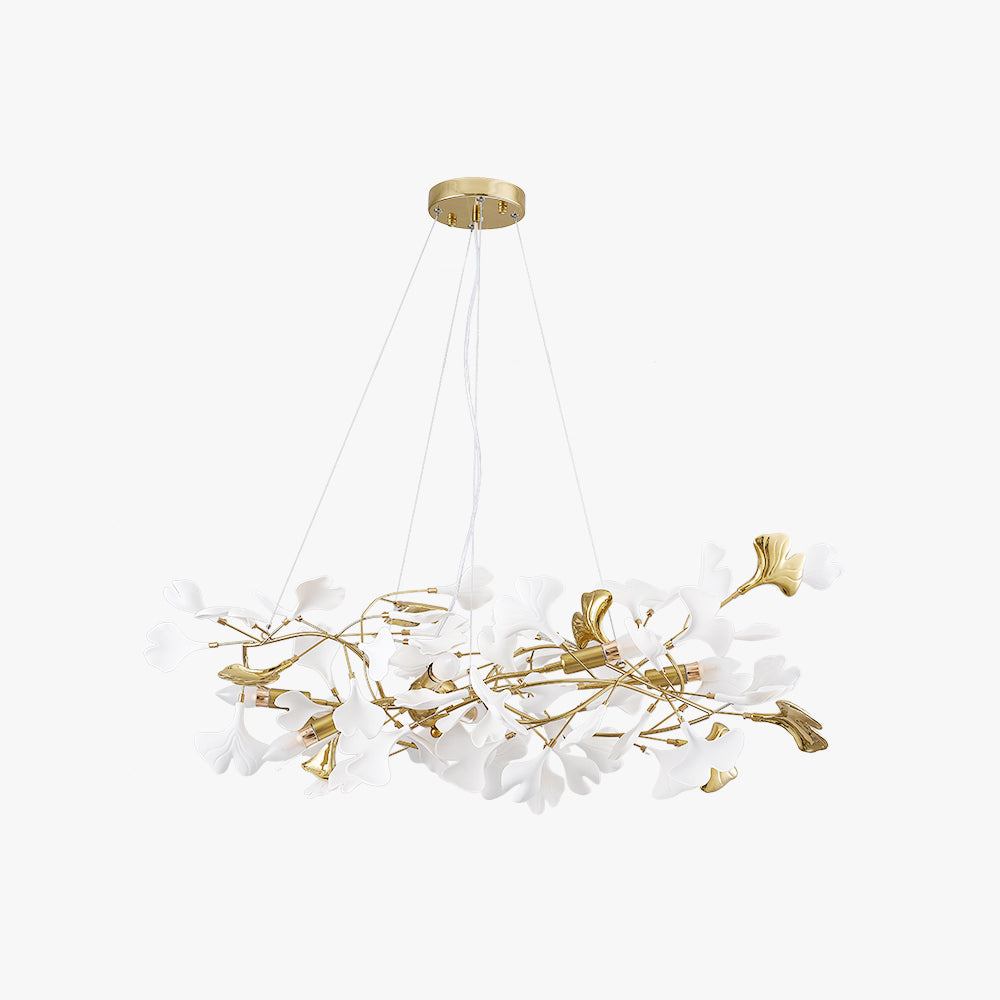 Olivia Gildglow Luxury Ceramic Chandelier Large Foyer Gingko Leaf Living Room - Lumpaz