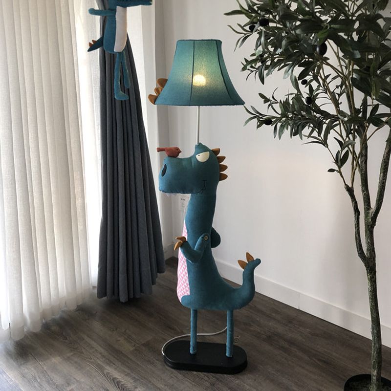 Minori Modern Dinosaur Metal/Fabric Floor Lamp - Lumpaz