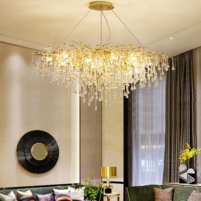 Colon Pendant Light Tassel Luxury, Metal/Crystal, Gold, Bedroom - Lumpaz