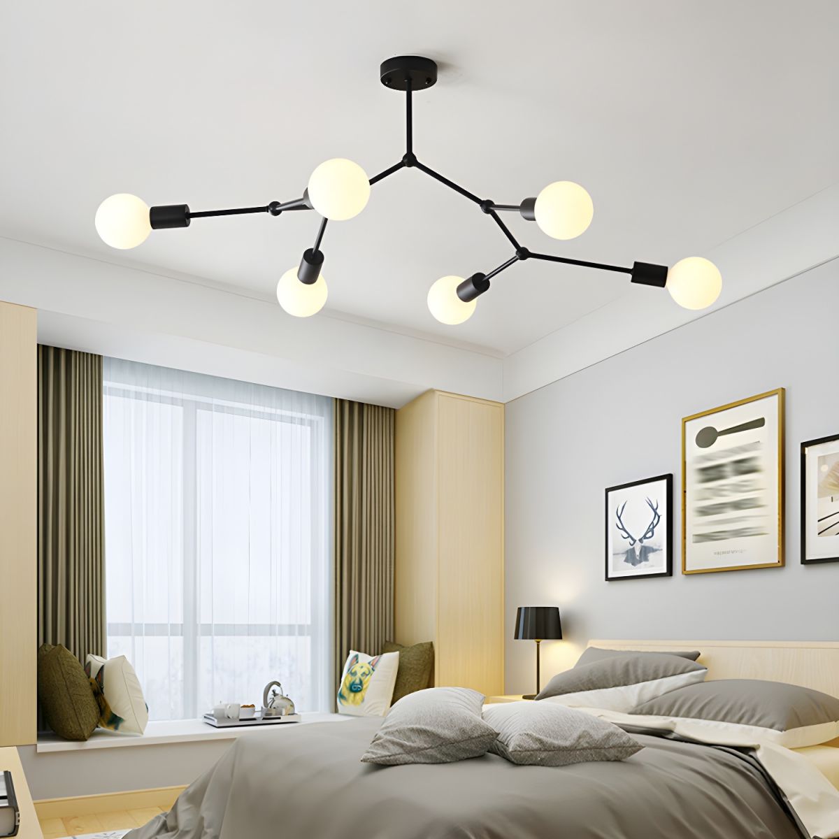 Valentina Industrial Bubbles Chandelier, Black/White/Gold - Lumpaz