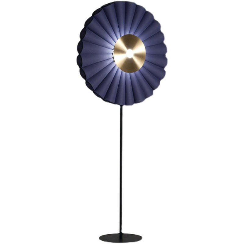 Chan Flower Metal/Artificial Paper Floor Lamp, White/Blue - Lumpaz