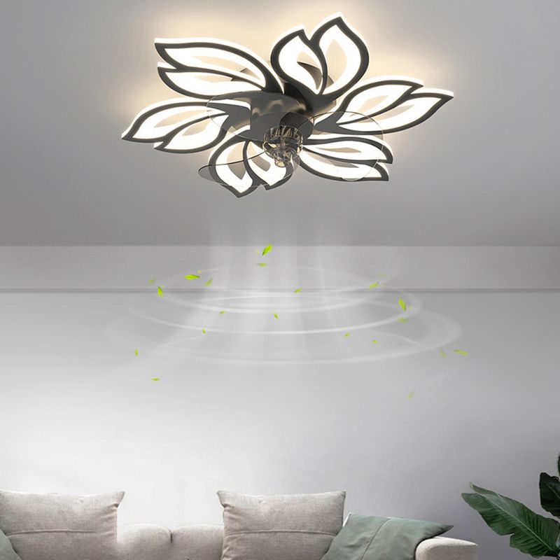 Hana Modern Flower Ceiling Fan with Light, 3 Color, L 25.5"/27"/31"/35.5" - Lumpaz