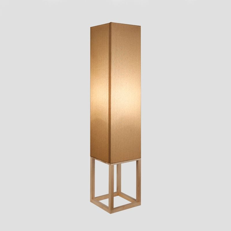 Ozawa Retro Rectangular Floor Lamp, Wood & Fabric, Bedroom - Lumpaz