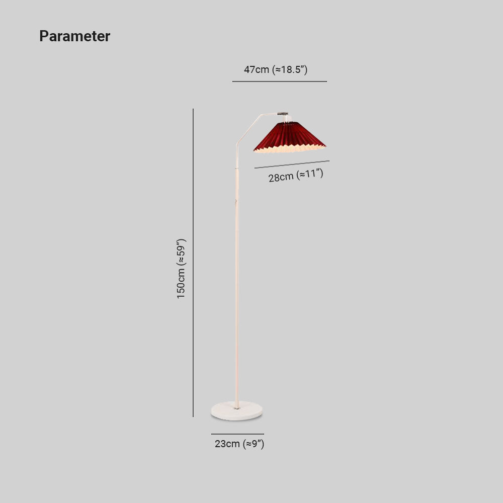 Ozawa Modern Pleated Metal Fabric Floor Lamp,White/Red/Beige/Green - Lumpaz