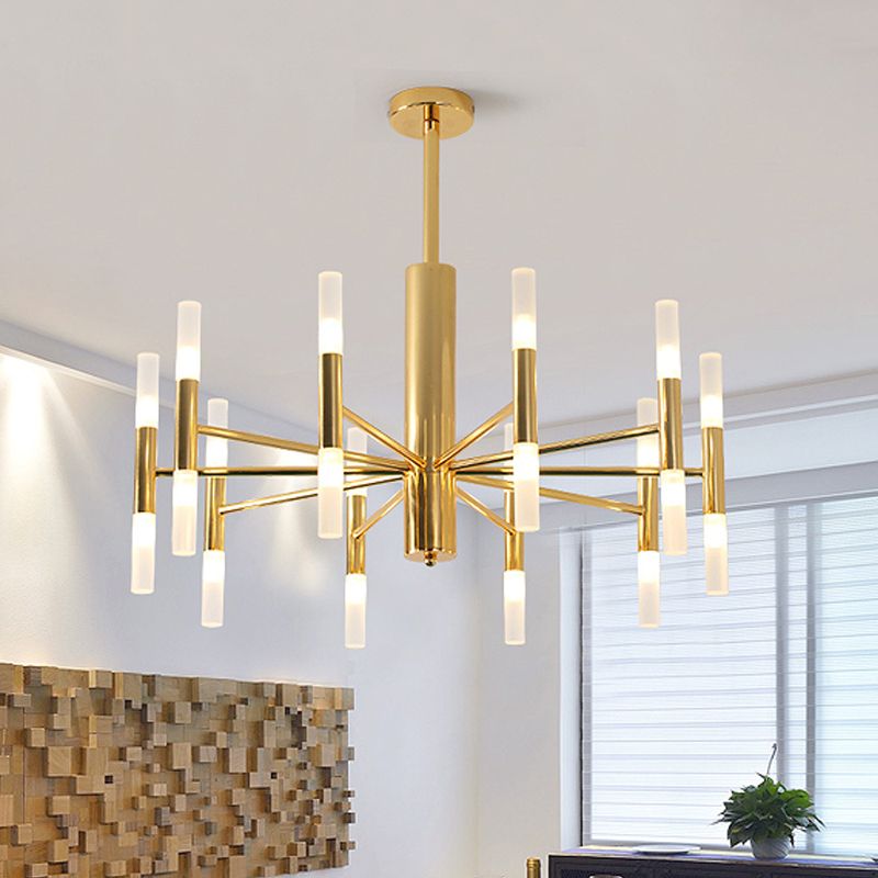 Marilyn Modern Cylindrical Metal Chandelier, Gold - Lumpaz