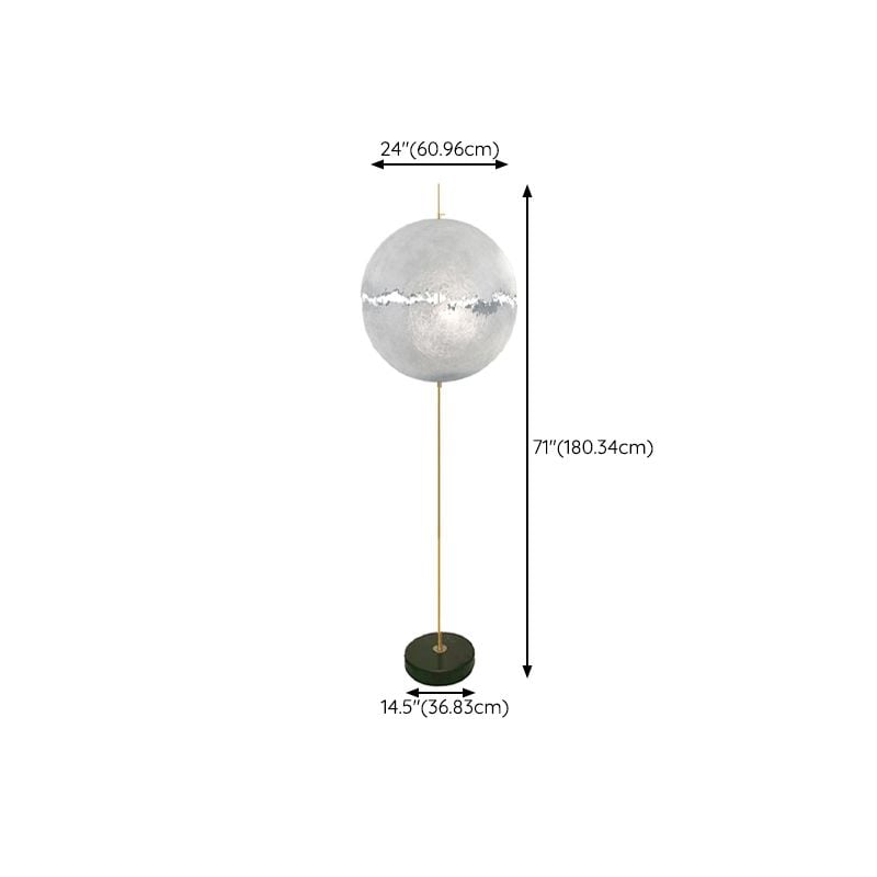 Elif Modern Moon Globe Metal Resinn Floor Lamp, Gold/Silver - Lumpaz