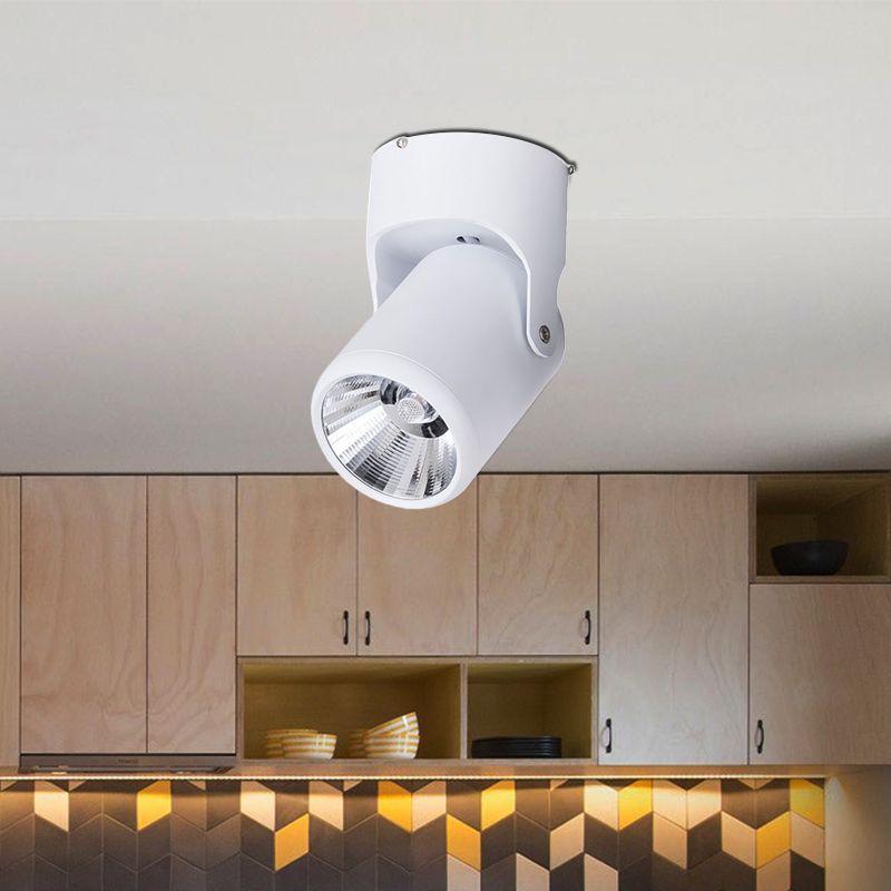 Novak Simple Rotatable Flush Mount Ceiling LED Spotlight, Black/White - Lumpaz