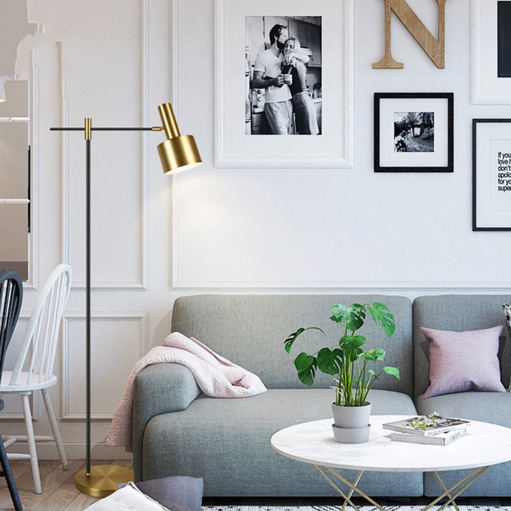 Freja Luxury Linear Metal Floor Lamp, Gold - Lumpaz