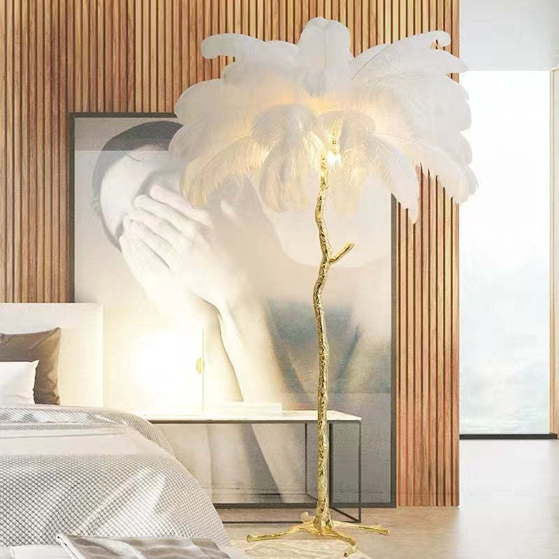 O'Moore Nordic Luxury Unique Ostrich Feather Floor Lamp/Table Lamp - Lumpaz