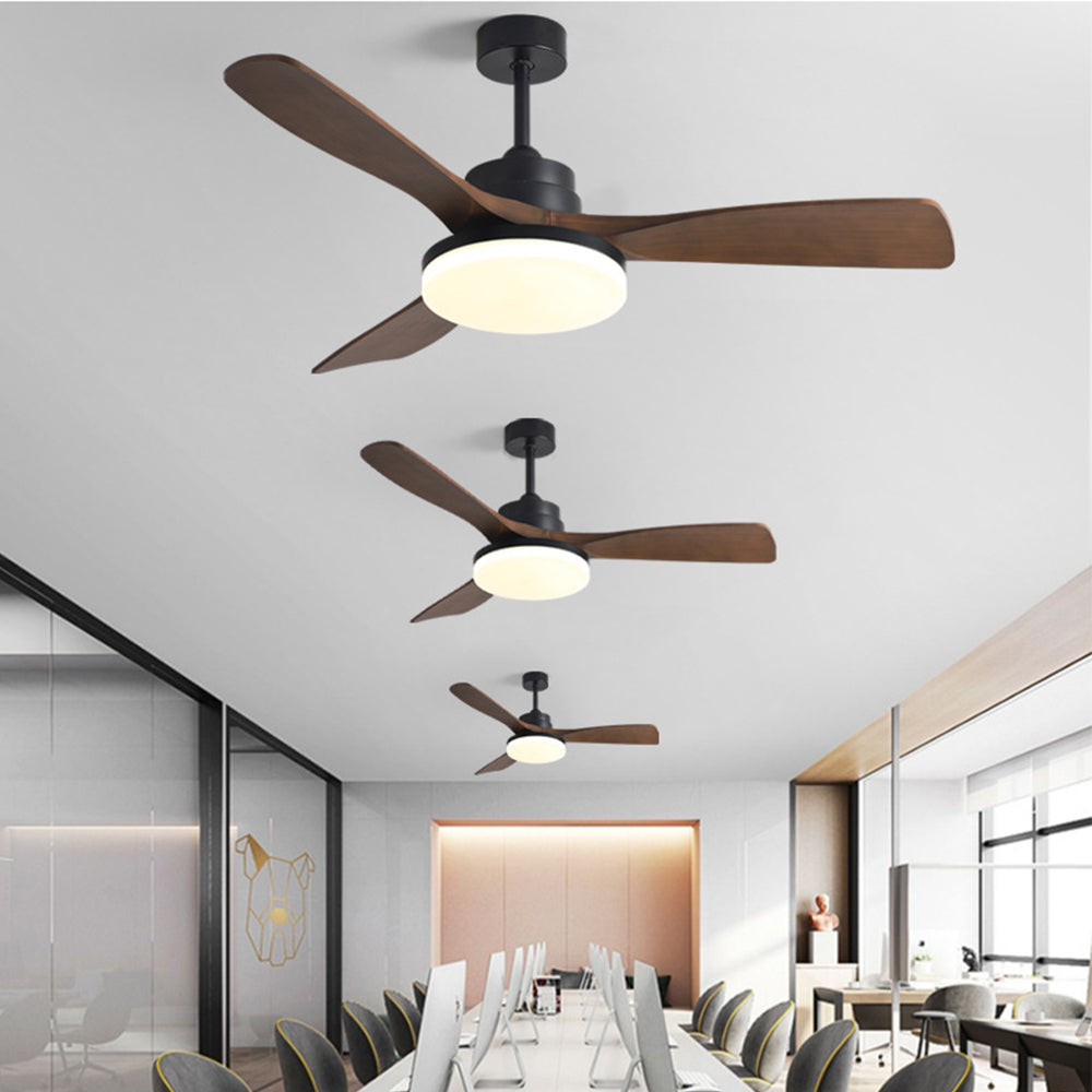 Haydn 5-Blade DC Ceiling Fan with Light, Summer, Black & Wood, 52'' - Lumpaz