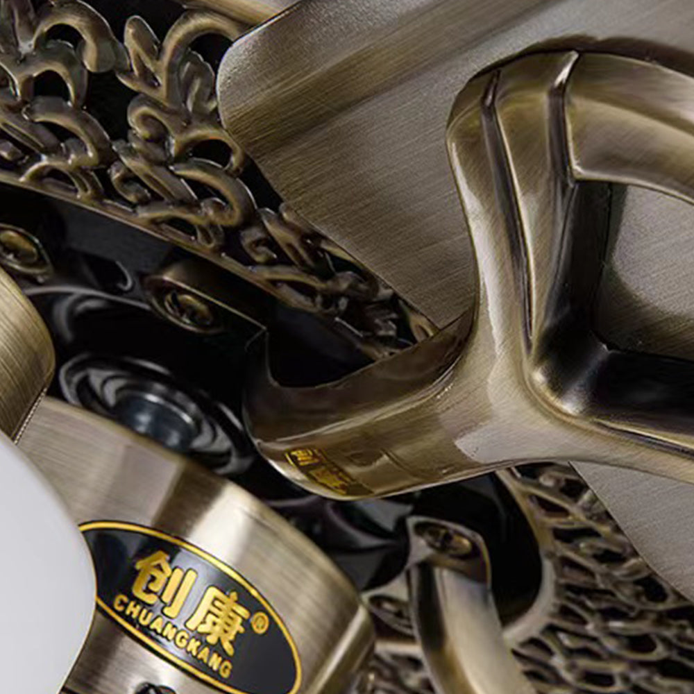 Alessio 5-Blade Rustic DC Ceiling Fan with Light, Brass, 48'' - Lumpaz