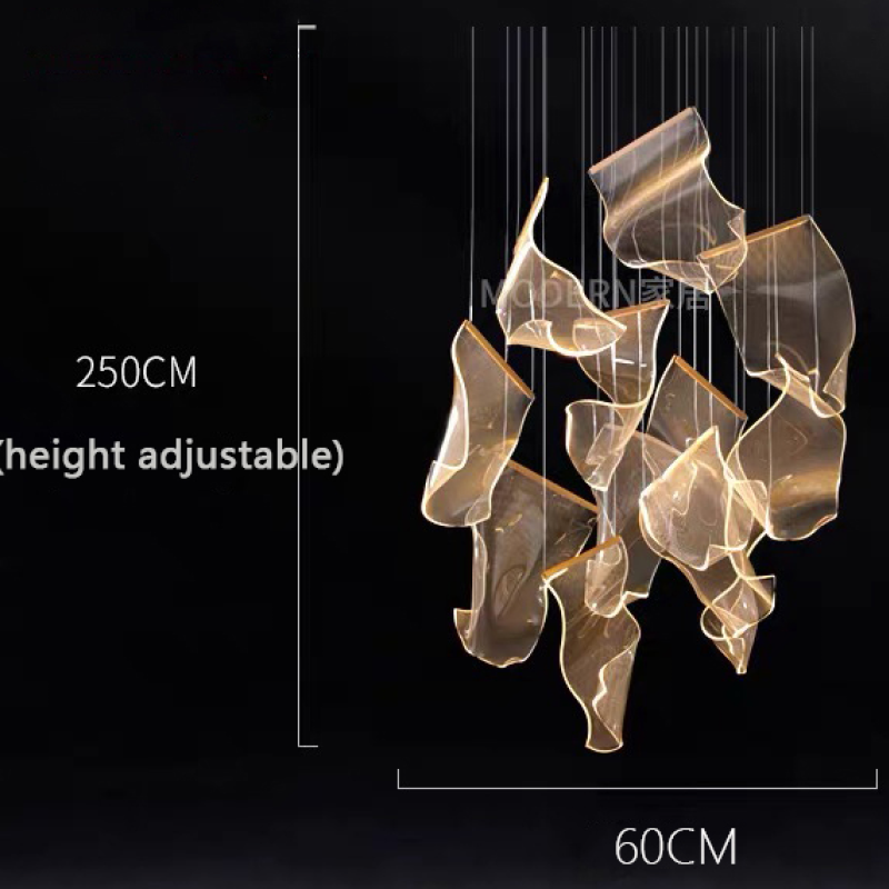 Marylin Artistic Acrylic Silk Chandelier, Gold - Lumpaz