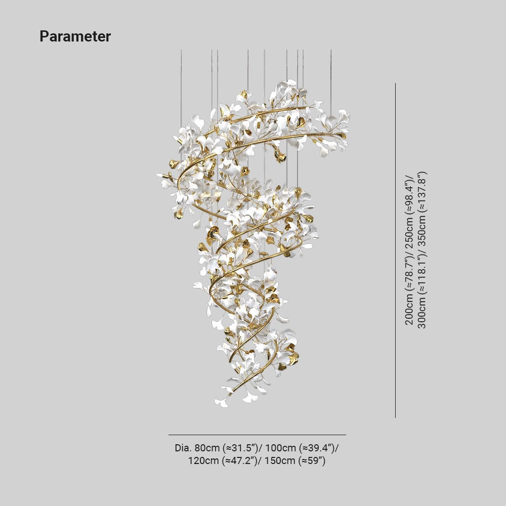 Olivia AntGlo Modern Gold Staircase Chandelier, Metal & Ceramic - Lumpaz