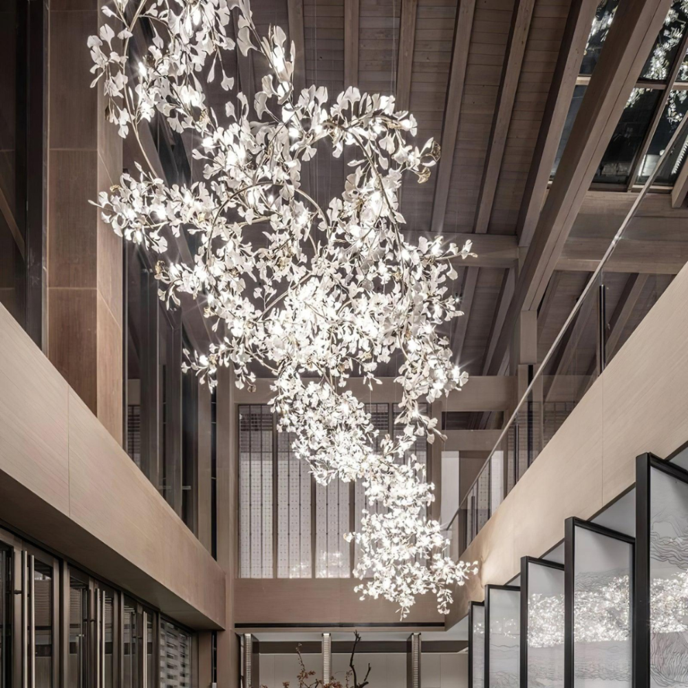 Olivia Modern Leaf Chandelier Metal/Ceramic Bedroom/Living Room - Lumpaz