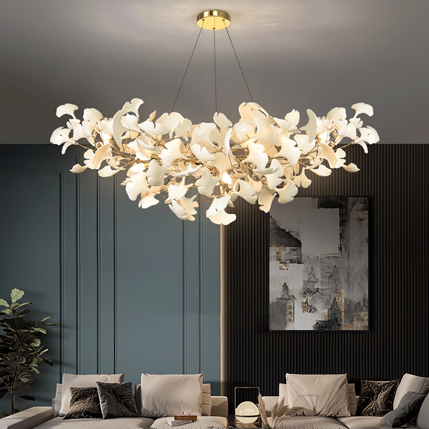Olivia Modern Luxury Gold Entryway Chandelier Metal/Ceramics Living Room - Lumpaz