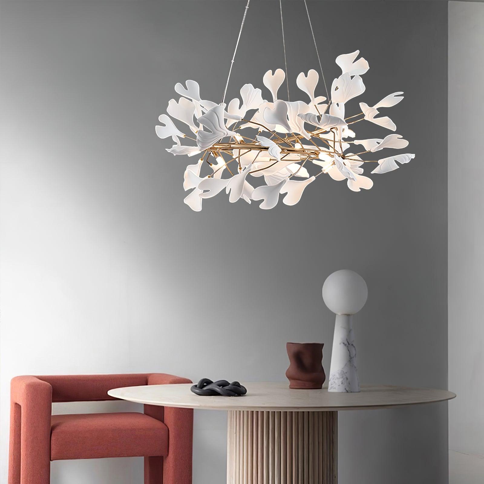 Olivia GinkLuxe Modern Golden LED Chandelier, Metal & Ceramic - Lumpaz