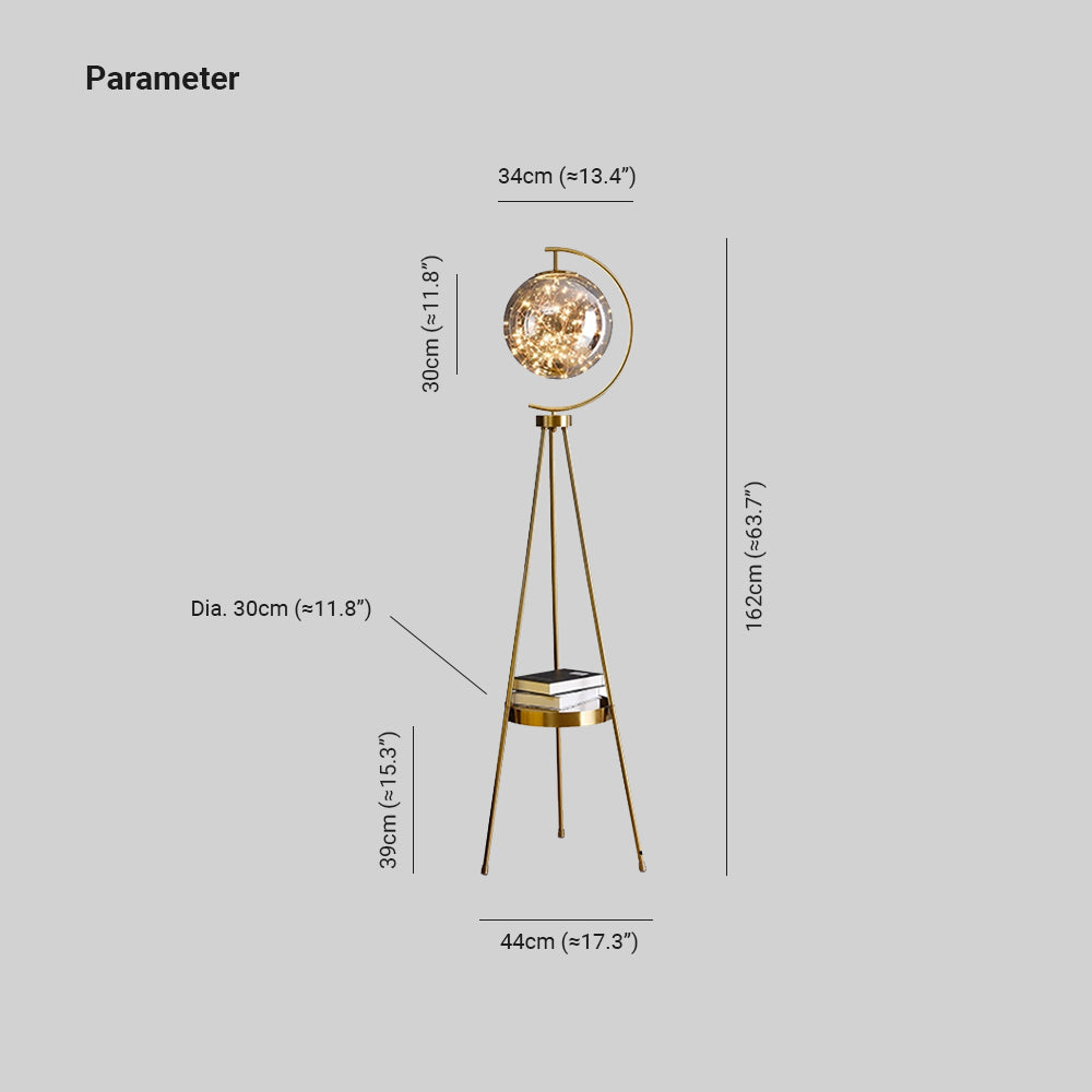 Kady Modern Starry Globe Glass Floor Lamp, Gold - Lumpaz