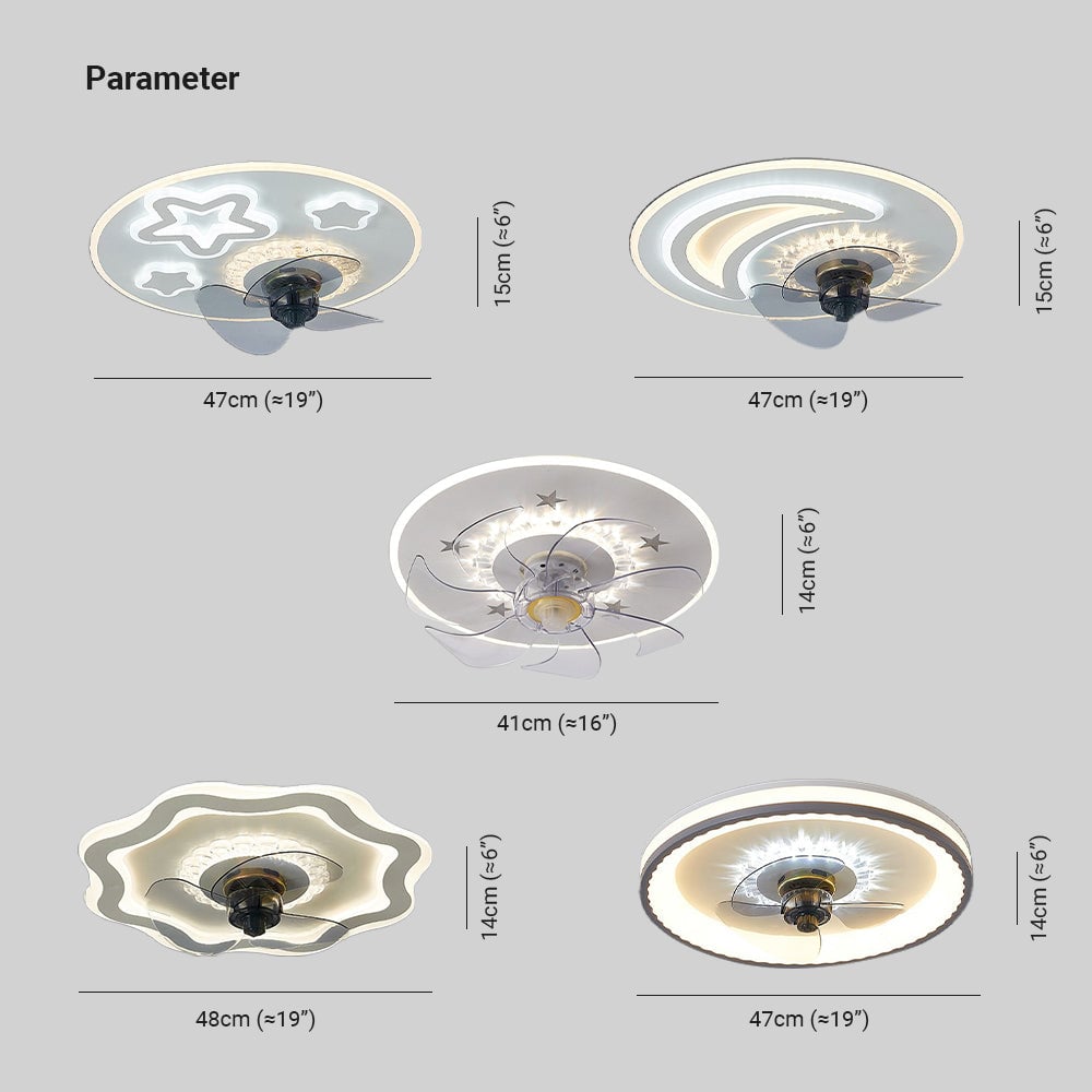 Minori Ceiling Fan with Light, 5 Style, DIA 16"/19" - Lumpaz
