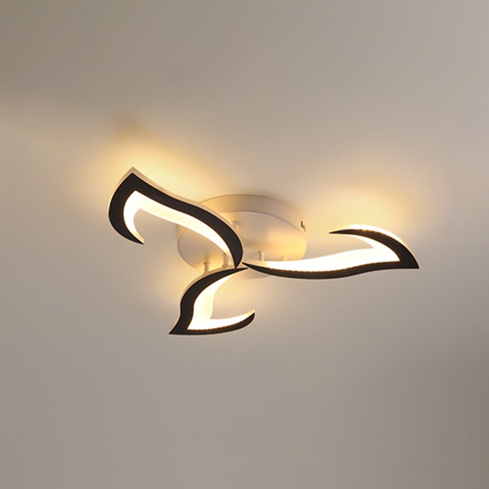 Hana Elegant Flower Flush Mount Ceiling Light, White/Black - Lumpaz