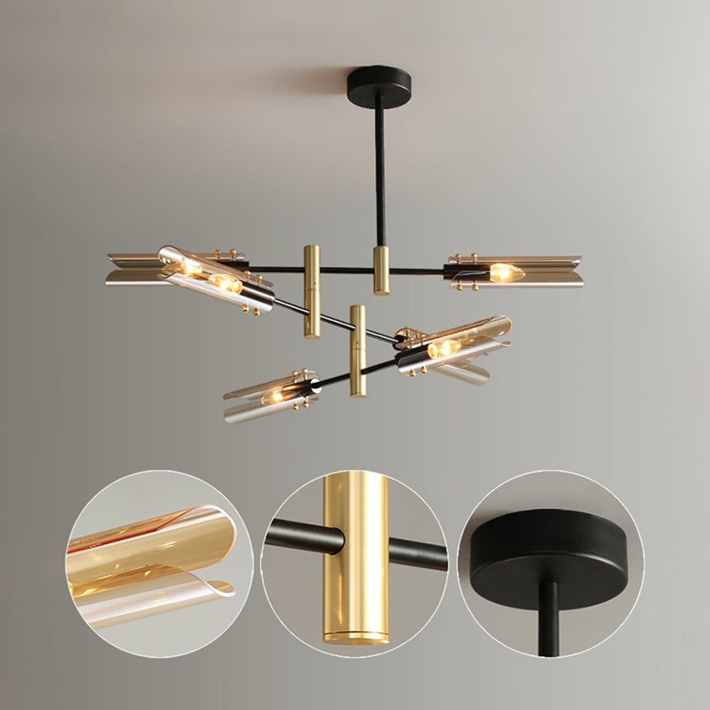Sanna Modern Metal/Glass Semi-Flush Mount Ceiling Light, Gray/Amber - Lumpaz