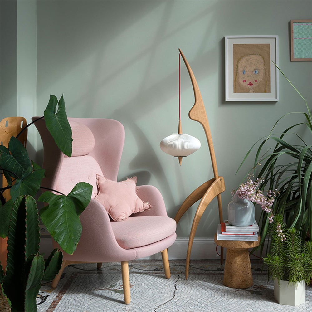 Renée Floor Lamp, Artificial Paper & Wood - Lumpaz