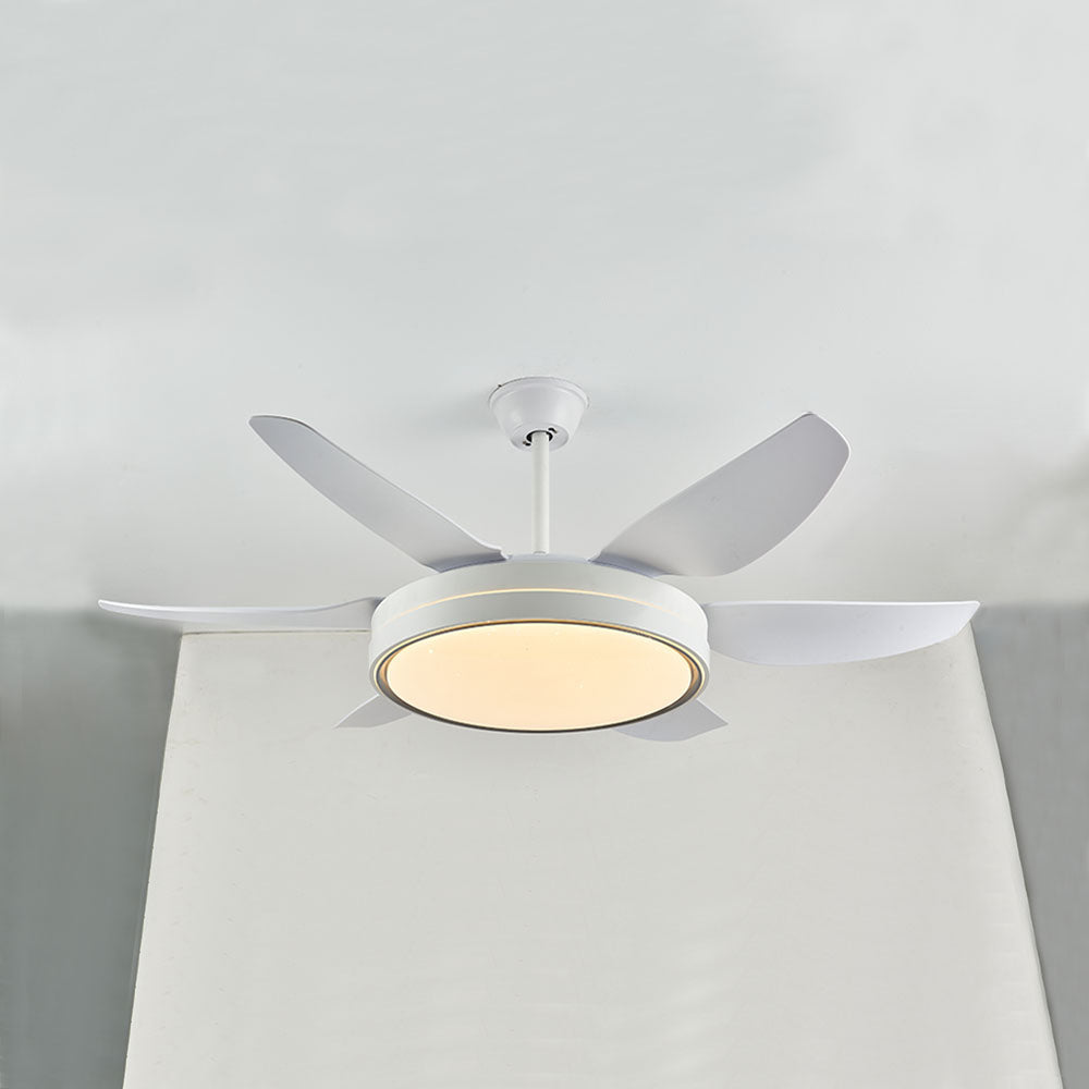 Haydn 6-Blade Modern Basic White DC Ceiling Fan with Light, Summer, 51'' - Lumpaz