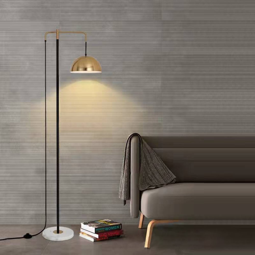 Carins Minimalist Geometric Marble Base/Metal Floor Lamp - Lumpaz