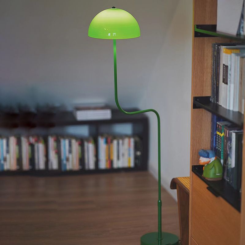 Salgado Floor Lamp Mushroom Middle Ancient, Arc Metal, Green, Dining Room - Lumpaz