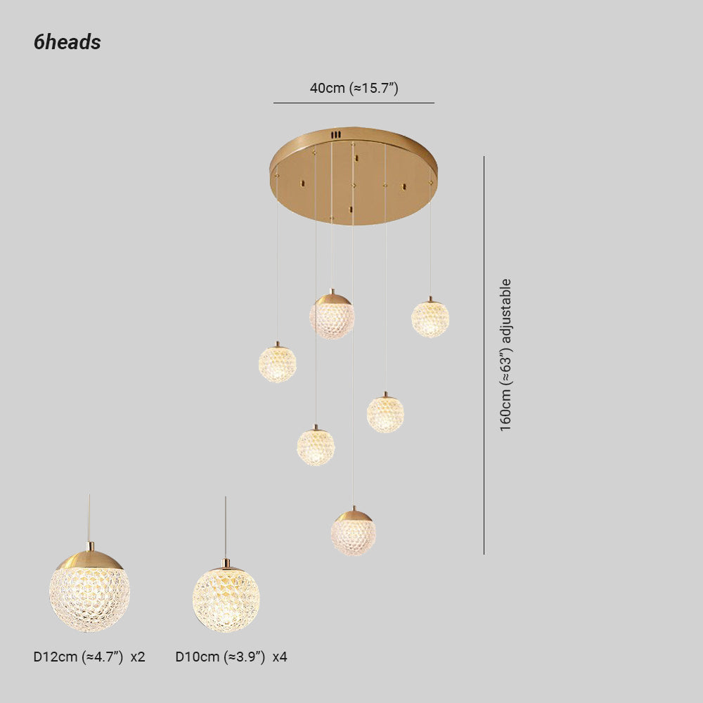 Jibril Multi Staircase Modern Art Deco Pendant Light, Gold - Lumpaz
