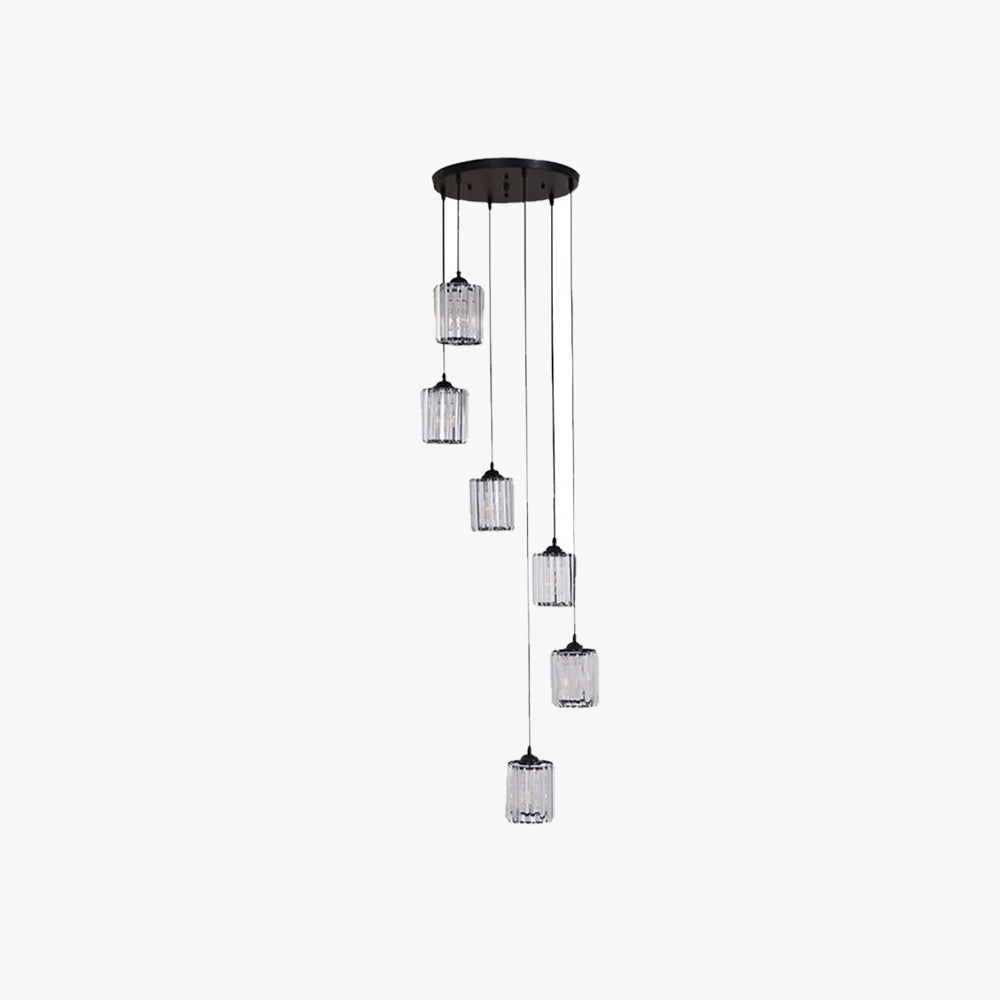 Kristy Modern Minimalist Metal/Glass Chandelier Black Living Room - Lumpaz