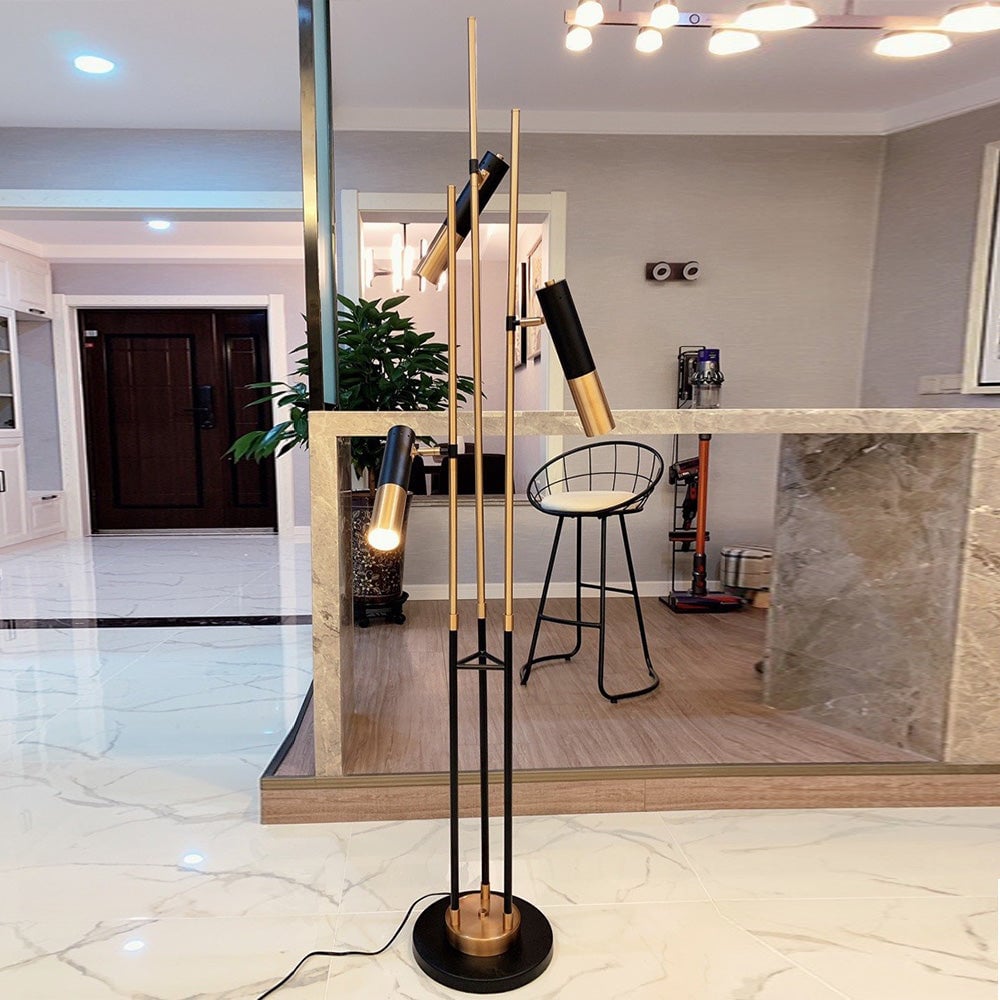 Salgado Modern Tall Metal 3 Bulb Floor Lamp, Black - Lumpaz