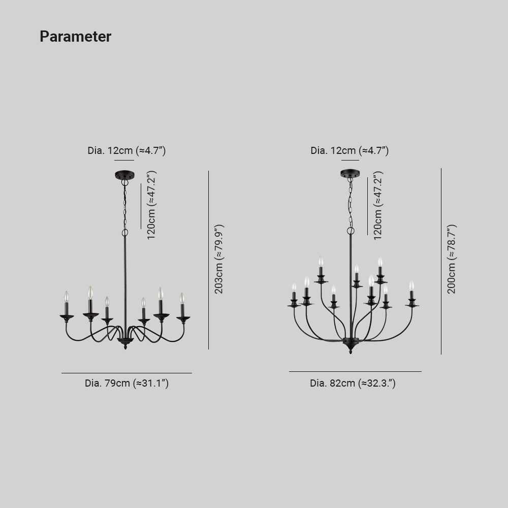 Silva Modern LED Chandelier Black Metal Bedroom Living Room - Lumpaz