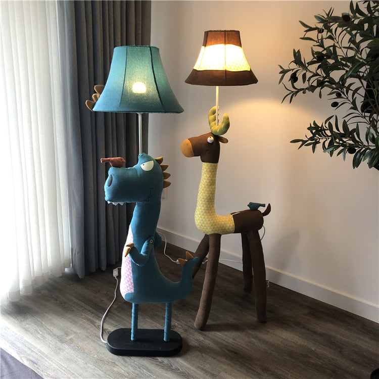 Minori Modern Dinosaur Metal/Fabric Floor Lamp - Lumpaz