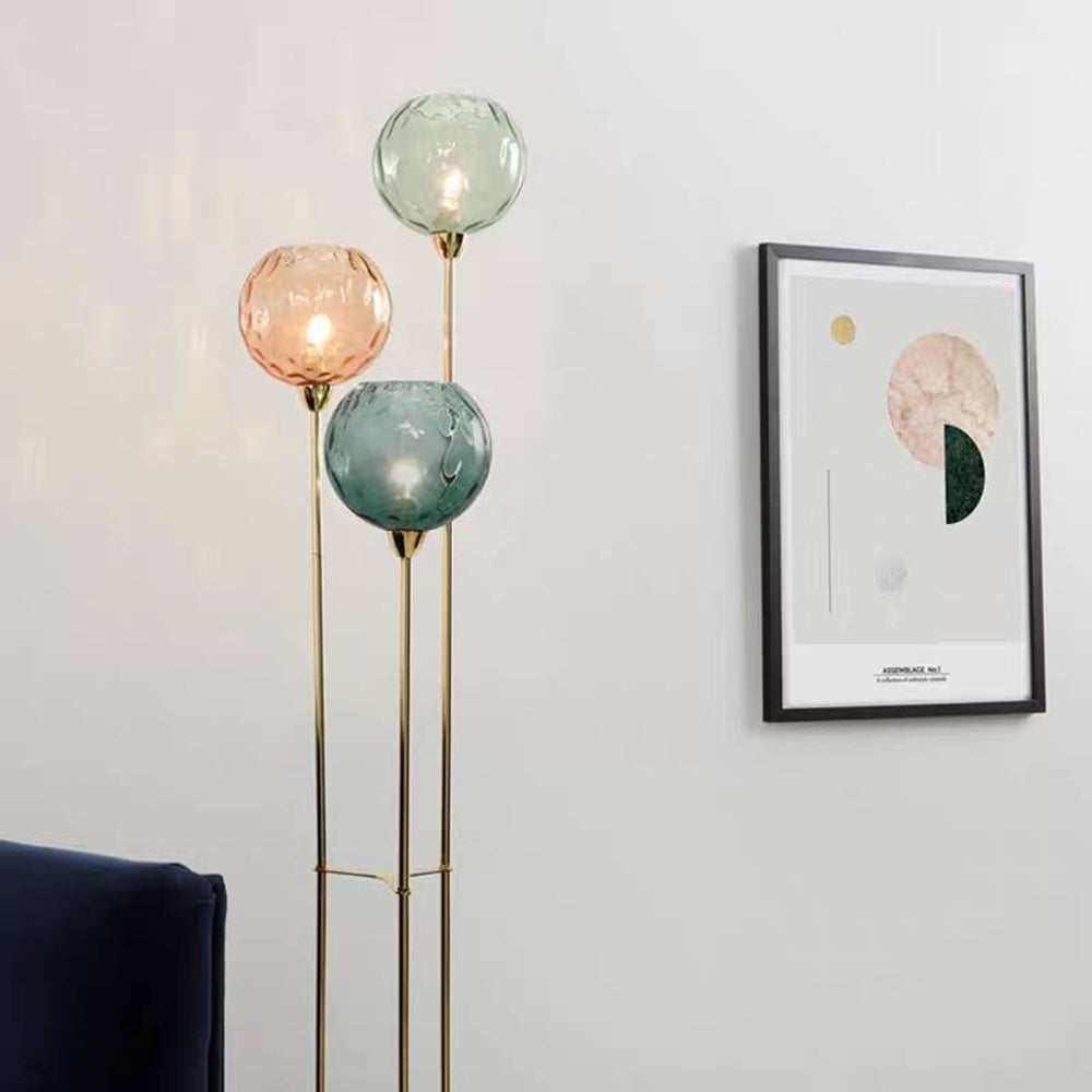 Hailie Designer Bubble Floor Lamp, Metal/Glass - Lumpaz
