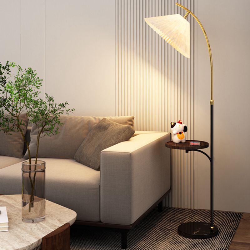 Ozawa Modern Pleated Metal Fabric Floor Lamp / Bedside Table, 3 Color - Lumpaz