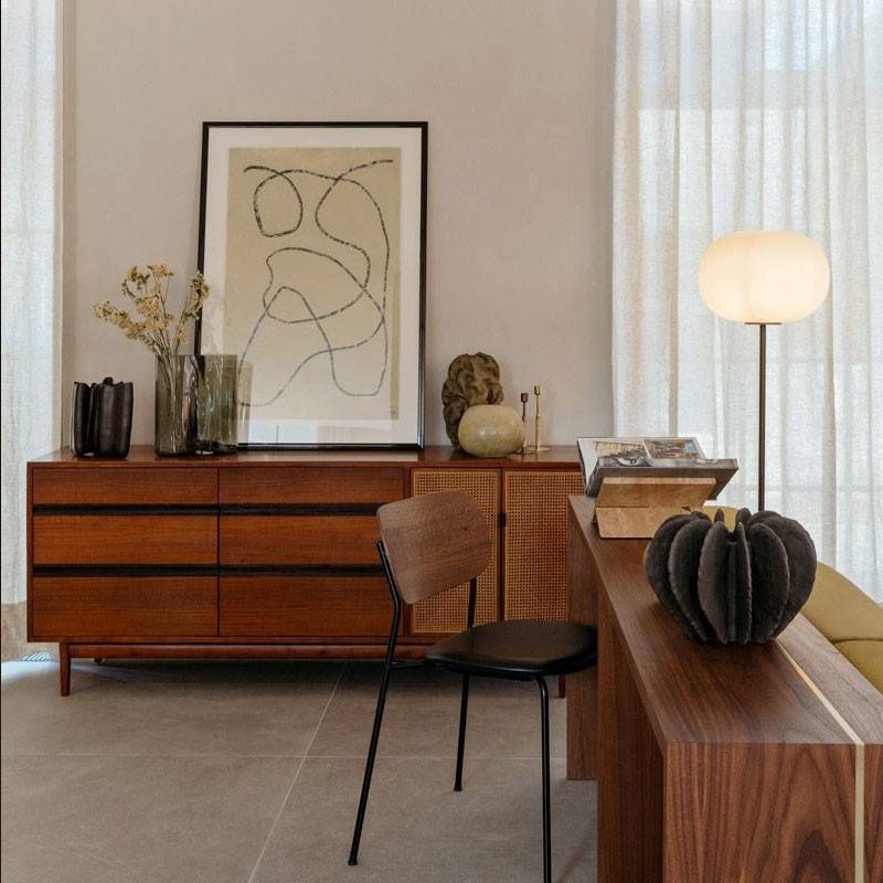 Valentina Modern Globe Metal Marble Floor Lamp, Black/Brass - Lumpaz