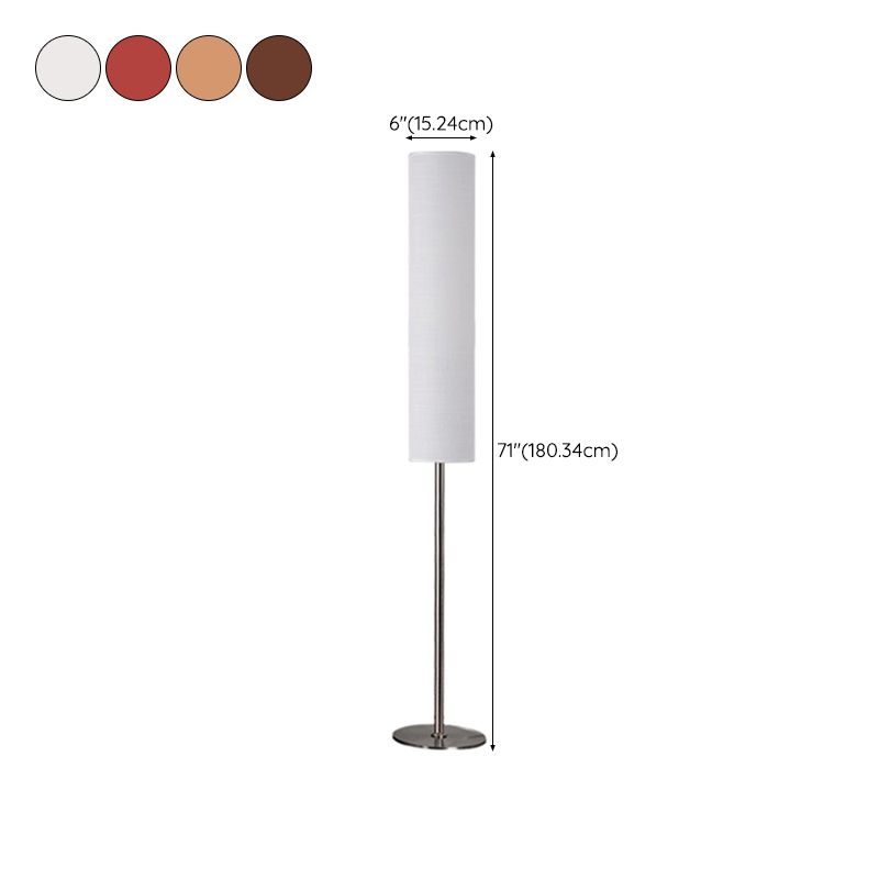 Renée Modern Cylinder Fabric Metal Floor Lamp, White/Red/Brown/Coffee - Lumpaz