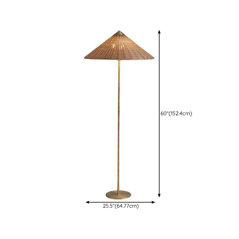 Muto Modern Metal Fabric Rattan Floor Lamp - Lumpaz