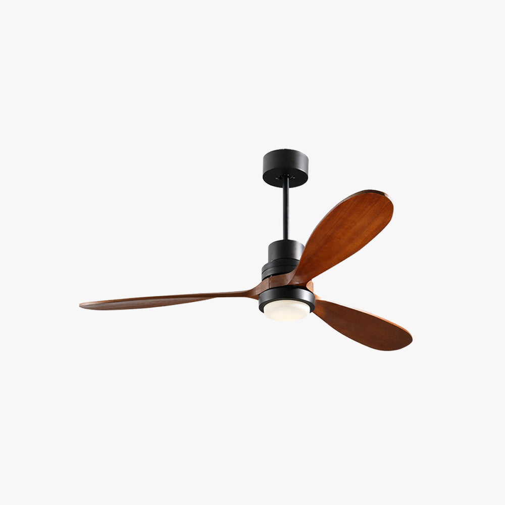 Haydn 3-Blade Black DC Ceiling Fan with Light, Metal & Wood, 52'' - Lumpaz